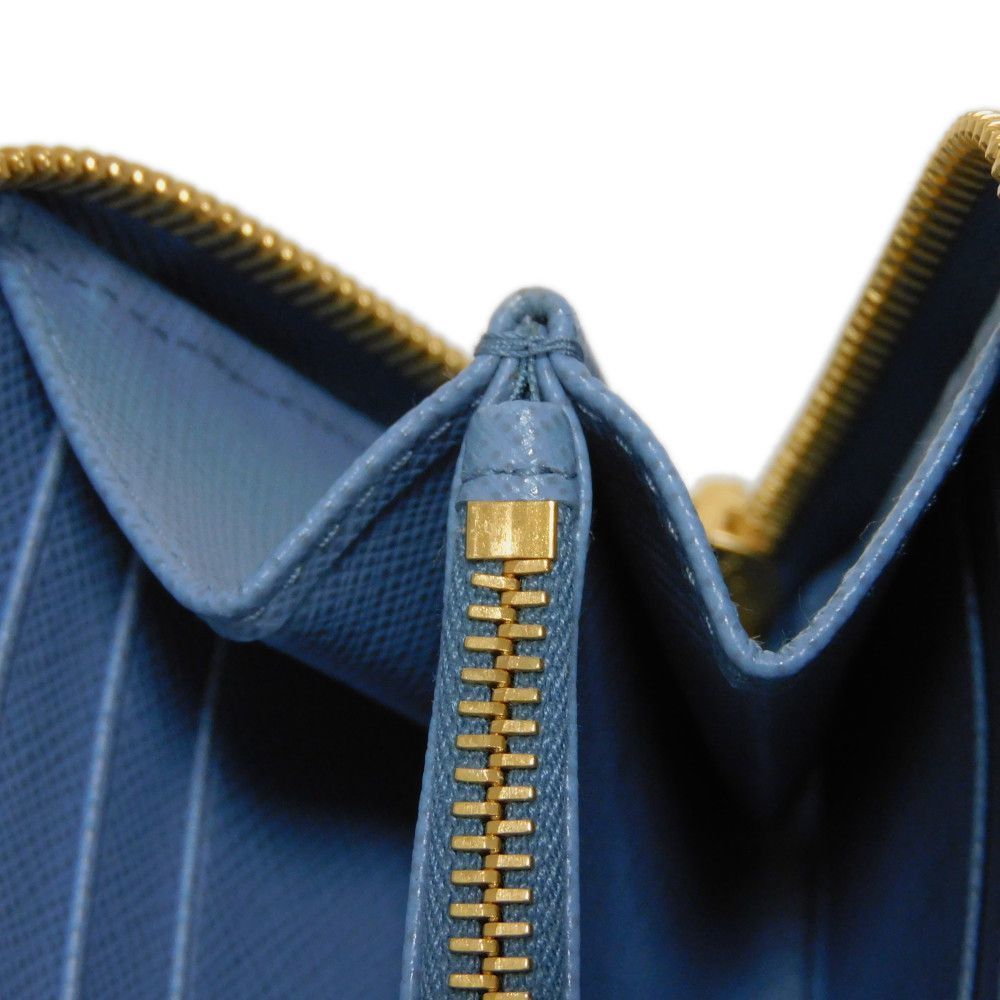 Prada Blue Leather Saffiano Around Wallet Zip - Picture 7 of 12